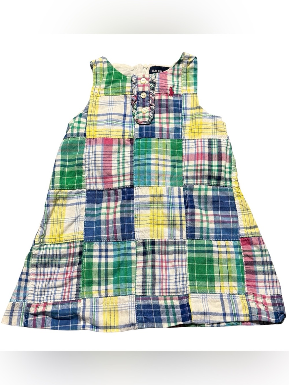 Ralph Lauren Baby Girl Dress 18M Colorful Patchwork Polo Cotton